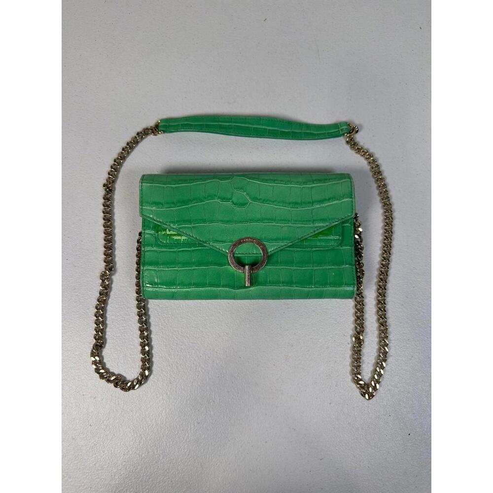 Sandro Green Croc YZA Bag with Peeling Leather and Stains - Picture 4 of 9